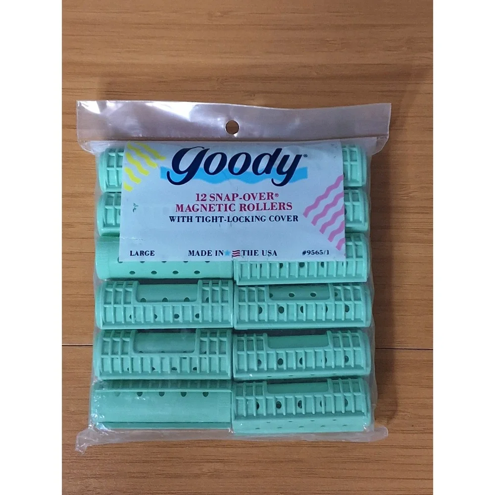 Vintage Goody Magnetic Hair Roller Bundle  3 Packs Snap Over Green Lg Yellow Med